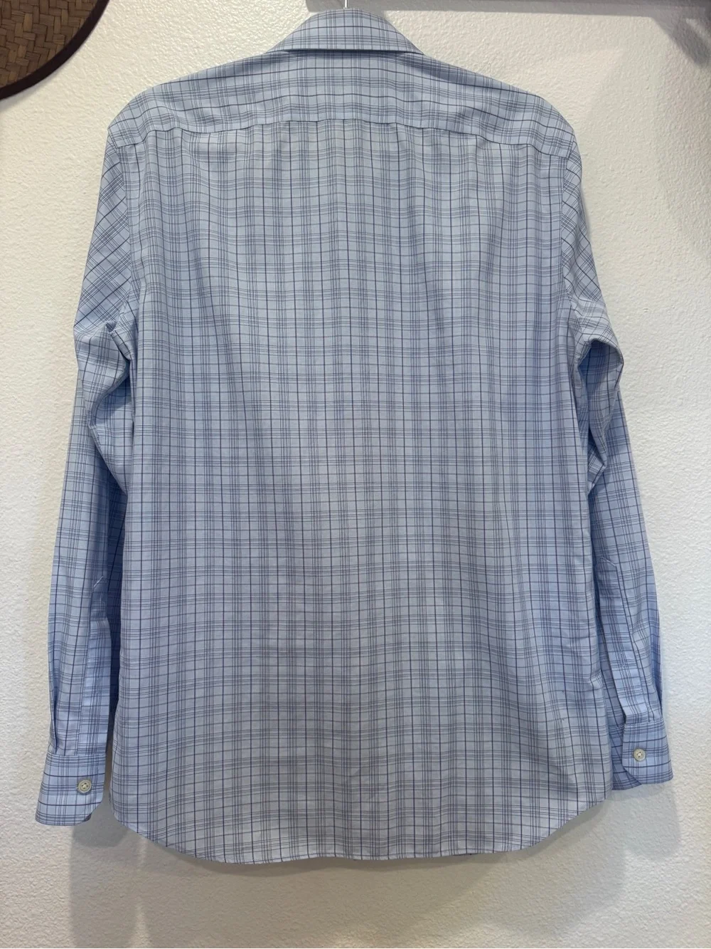 Banana Republic Men's Light Blue Plaid Dress Shirt